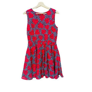 Maison Jules women's size medium red and black heart flowy dress